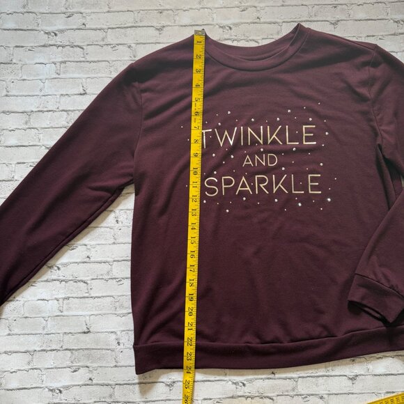 Apt. 9 Twinkle & Sparkle Burgundy Crewneck Sweatshirt Womens Size M - Picture 5 of 9